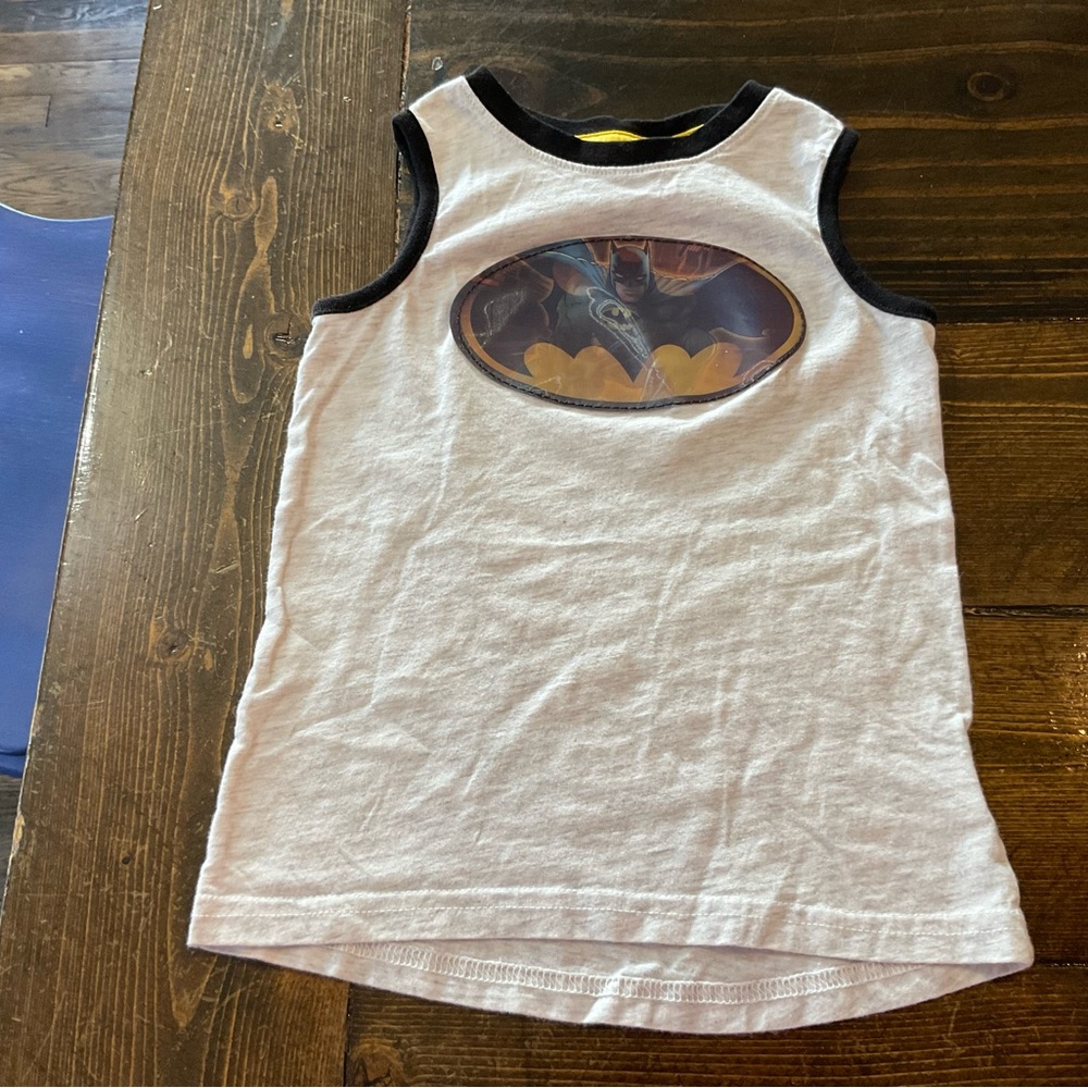 Batman Kids Sleeveless White Shirt with Black Trim